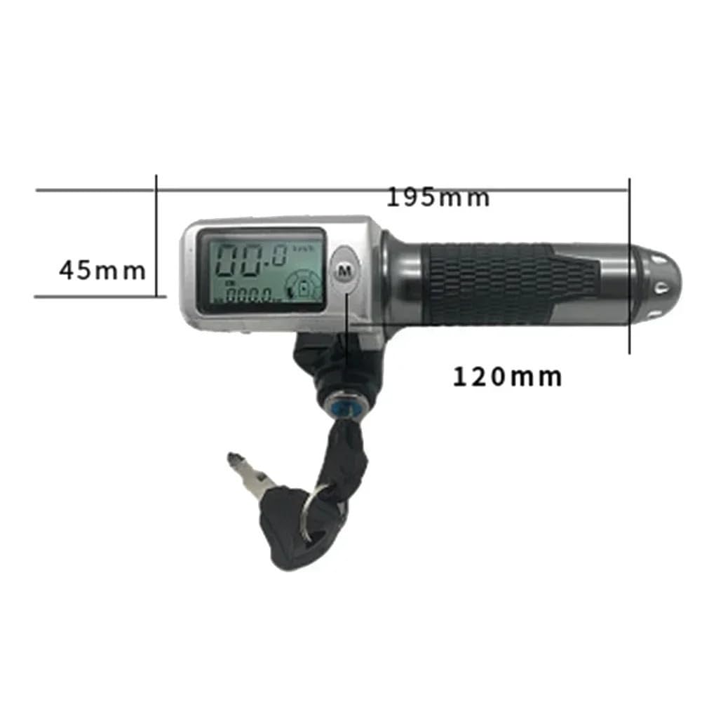 1 Paire de poignées d'accélérateur de vélo électrique avec écran LCD 36-60 V, contrôle de Vitesse, accélérateur for Guidon de Scooter électrique(Black Without Key)