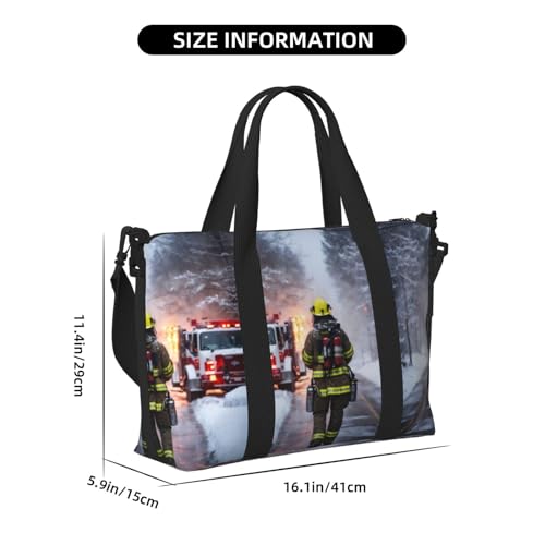 Firefighter Fireman Flame print Gym Bag for Women,Carry on Weekender Overnight Duffle Bag,Personal Item Tote Bag4