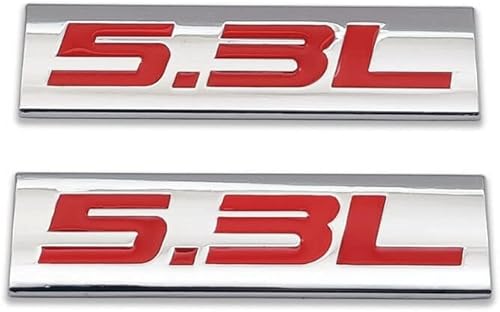 Juego de 2 piezas cromadas 5.3L Motor Race Motor SWAP Emblema Insignia maletero Hood Door (rojo)