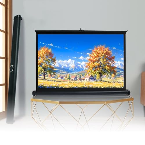 Pantalla de Proyector Retractable de Mesa HD, Cortina Manual de 50 pulgadas (16:9) miniatura 1