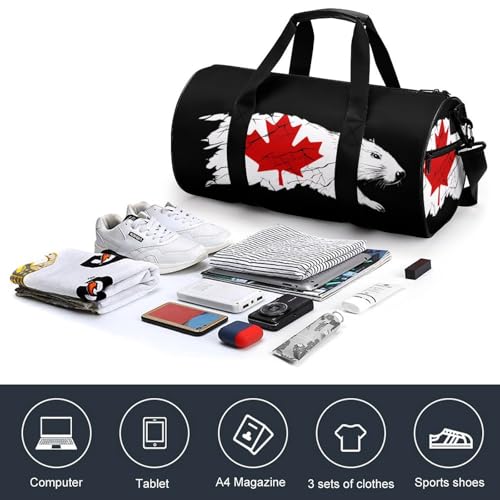 (Beavers) Canada Maple Flag Unisex Gym Bag Travel Duffel Bags Overnight Sport Tote with Compartment for Weekender Vacation4