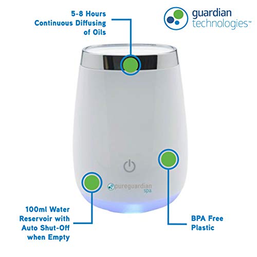 Pureguardian Guardian Technologies Essential Oil Diffuser, Ultrasonic, Cool Mist, Aromatherapy Creates Relaxing Environment, Soothing Optional Night Light, Runs Up To 5-8 Hours, Spa210 #TOP5