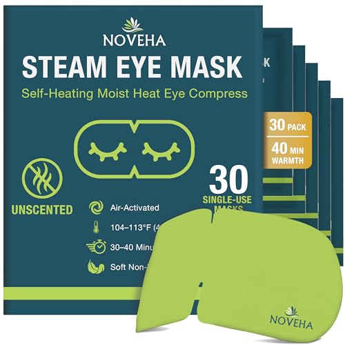 Noveha Steam Eye Mask For Dry Eye Comfort & Relaxation, Self Heating Eye Mask For Stress Relief, Eye Relaxation, Travel & Spa Use, Warm Compress For E