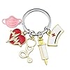 WOOXDYUK Krankenschwester Keychain Neuheit Stethoskop Spritze Liebe Herz Metall Schlüsselanhänger Hängen Anhänger