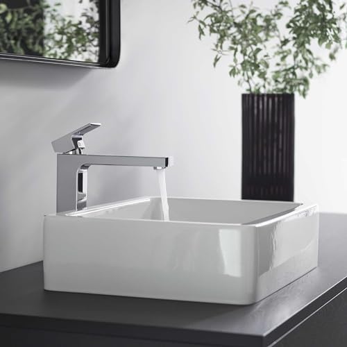 Hansgrohe Vernis Shape - Rubinetto Per Lavabo Con Scarico A Tirante, Miscelatore Lavabo Risparmio Idrico (Ecosmart) Con Altezza Bocca 190 Mm, Cromo, 71562000 - 9