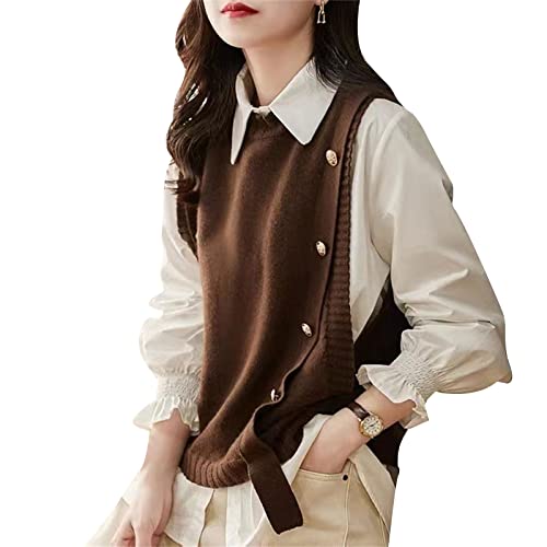 Mode féminine col rond et maille souple pour ce gilet sans manches unique