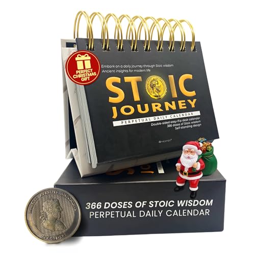 MESMOS Calendrier stoïque quotidien à 366, cadeaux inspirants pour homme, affirmations quotidiennes pour homme, décoration de bureau pour homme, cadeaux de motivation pour homme, accessoires de bureau