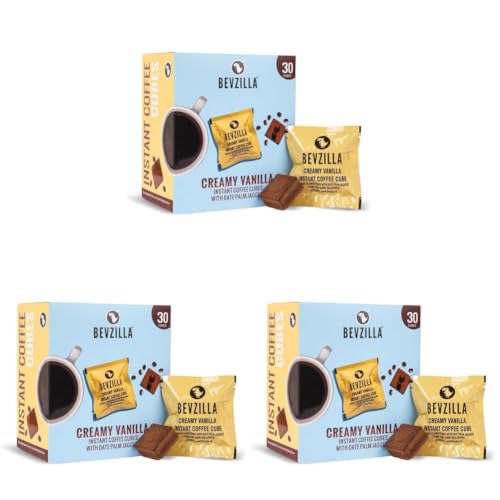 Image of Bevzilla 30 Creamy Vanilla Flavor Instant Coffee Cubes | Made with Date Palm Jaggery & Arabica Beans | No Refined Sugar | No Preservatives | Coffee Premix with Real Ingredients| Enjoy Hot & Cold