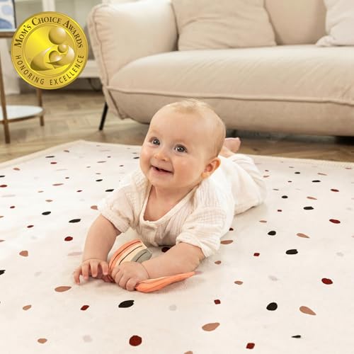 Image of Hakuna Matte CloudSoft Baby Play Mat for Floor 60 inch x 80 inch Confetti | Coral Velvet high-density foam Rug for Crawling & Cozy Play - Non-Slip, Water-Resistant, Easy-CareTummy Time Mat