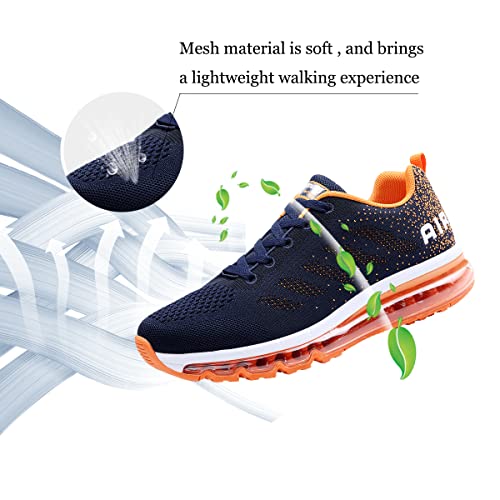 Foto von sotirsvs Herren Damen Sportschuhe Laufschuhe Straßenlaufschuhe Sneaker mit Luftpolster Turnschuhe Atmungsaktiv Leichte Schuhe Blue Orange 43 EU