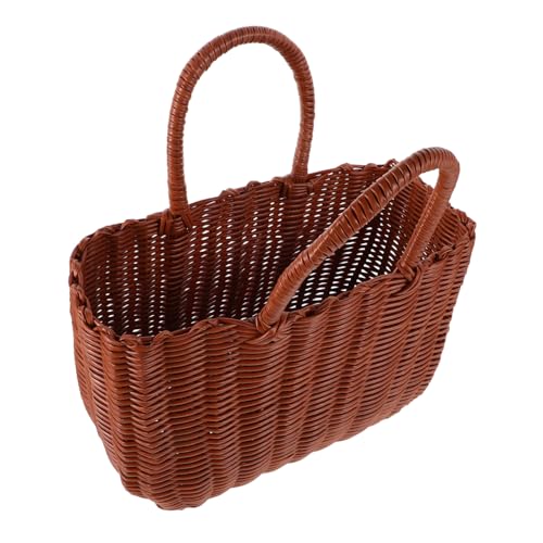 Plastic Woven Tote Bag Stylish Basket for Beach Picnics and Home Storage Spacious Multiuse Design for Shopping and Bathroom Needs