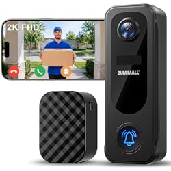 ZUMIMALL 2K Wireless Doorbell Camera No Subscription, Battery Powered | with Door Chime, No Subscription Fee, 2.4GHz WiFi, 2 Way Audio, 30s Voice Message, AI Detection, Anti-Theft, Alexa