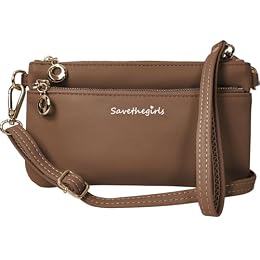Save the Girls RFID Cell Phone Purse Crossbody & Wristlet, Toasted Pecan