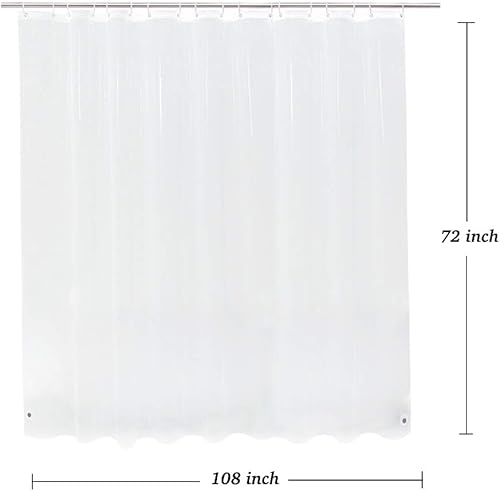 Vista 7 de Forro de cortina de ducha extra ancho de 108 x 72 pulgadas, forro de ducha de vinilo transparente resistente al agua para baño y bañera, 18 ganchos