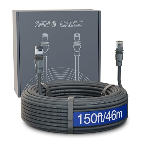 Starlink Gen 3 Cable 150FT, 26AWG Starlink Ethernet Cable Extension Replacement for Starlink Standard V3 Rectangular Satellite Systems, Double layer waterproof Durable Outdoor Accessories (150FT)