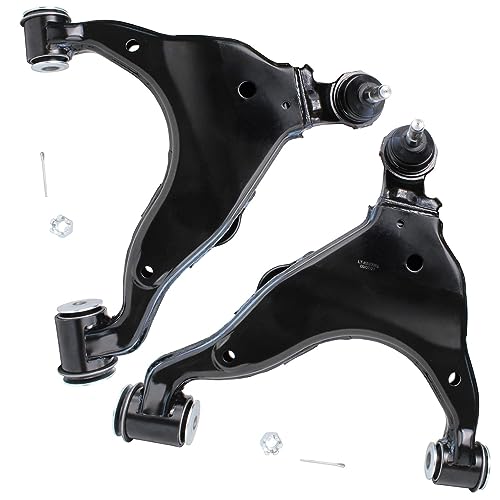 Image of Detroit Axle - Front 4pc Control Arms for 03-09 Toyota 4Runner FJ Cruiser Lexus GX470, 4 Upper & Lower Control Arms 2003 2004 2005 2006 2007 2008 2009 Replacement