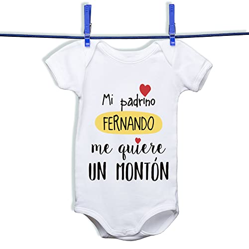 Regalo personalizado para un bautizo: body para bebé personalizable con el nombre del padrino 3 12 meses