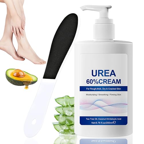 Crema de pies Urea Cream 60 % para talones agrietados y piel seca, máxima fuerza para el cuidado corporal de manos y pies, eliminador de callos y pies