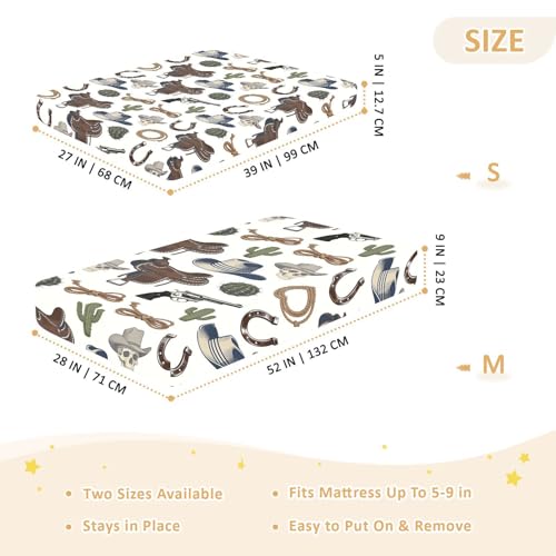 Drap de berceau en coton extensible style western minimaliste pour bébé