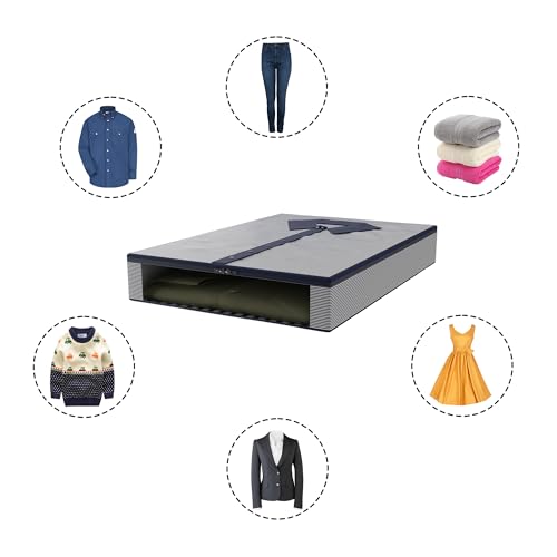 Image of Kuber Industries Cotton Shirt Organizer for Wardrobe with Transparent Window | Cupboard /Wardrobe Organizer for Storage | Lining Design - Blue