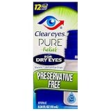 Clear Eyes | Pure Relief | Preservative Free Eye Drops | Dry Eyes | 0.34 FL OZ
