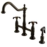 Kingston Brass KS1275TXBS French Country Kitchen Faucet with Brass Sprayer, 8-3/4-Inch