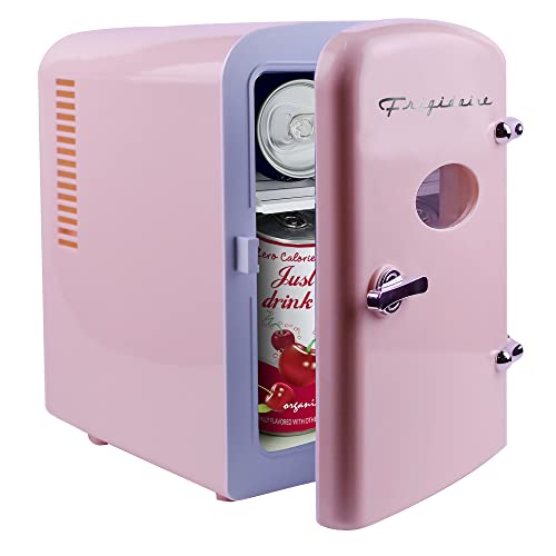 Frigidaire Pink EFMIS129- AMZ EFMIS129 Mini Portable Fridge, 4 litres Capacity Chills Six 12oz Cans, 100% Freon-Free & Eco Friendly, Beverage Cooler