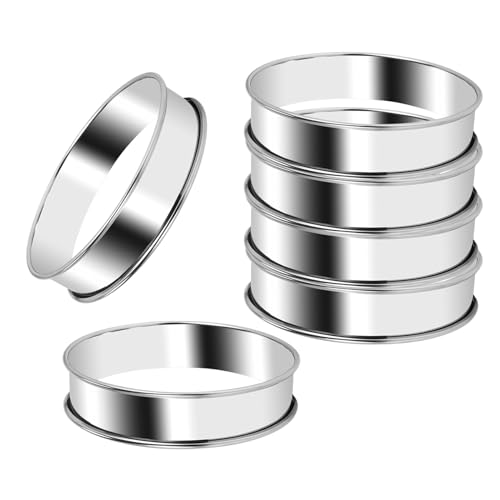 yomoe Paquete de 6 anillos para magdalenas inglesas de 4 pulgadas, anillos de acero inoxidable, anillos para tarta, redondos