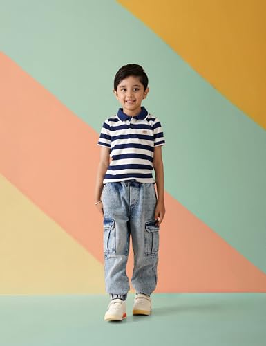 Image of Amazon Brand - Symbol Boys Cotton Rich Striped Polo Tshirt | Collar Tshirts | Half Sleeves | Regular Fit