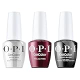 OPI GelColor Iconic Gel Nail Polish + System Bundle | Super Base Coat + Malaga Wine, Opaque Dark Red Crème UV Cure Gel Polish + Super Gloss Top Coat