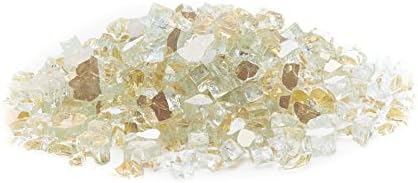 Exotic Fire Glass | Gold Reflective Fire Pit Glass | 25 Pound Bag | Medium 1/2 Inch Glass Size | Perfect for Any Natural Gas or Propane Outdoor Fire Pit