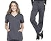 Produktbild Cherokee Workwear Professionals Damen Scrub Set  WW655 Mock Wrap Top & WW160 Mid Rise Straight Leg Kordelzug Hose - Grau - XS Top / XXS Hose
