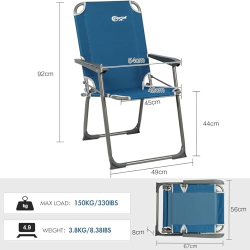 Portal Campingstuhl faltbar Klappstuhl Camping bis 150kg belastbar – Ansicht 4