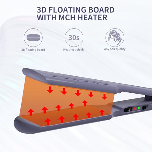 Plancha de pelo K&K 1.73” para cabello grueso con temperatura ajustable miniatura 4