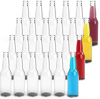 Clear Glass Beer Bottles - 11.2 oz (24 Pack) for Bottling Homebrew Beer, Kombucha, Soda, Cold Brew Coffee, Sparkling Water, and other Carbonated Beverages - Takes Standard 26mm Crown Cap