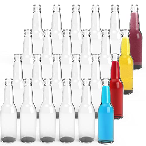 Clear Glass Beer Bottles - 11.2 oz (24 Pack) for Bottling Homebrew Beer, Kombucha, Soda, Cold Brew Coffee, Sparkling Water, and other Carbonated Beverages - Takes Standard 26mm Crown Cap