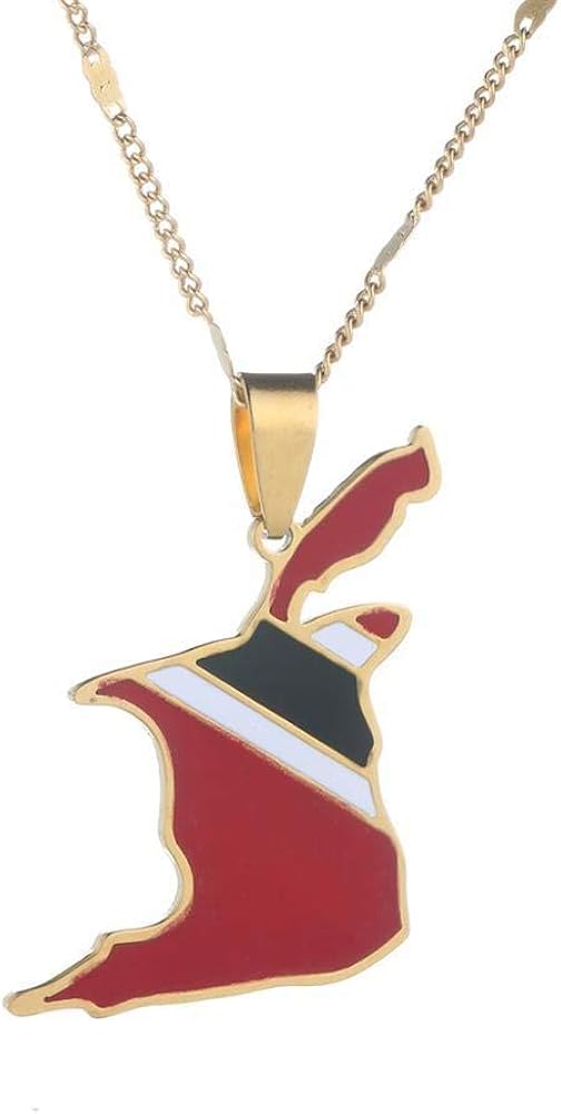 QAZQAZ Trinidad and Tobago Map Flag Pendant Necklace Silver Color