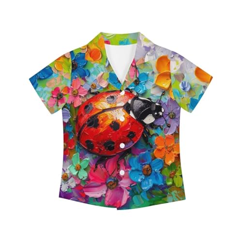 Image of PinUp Angel Funky Casual Hawaiian Shirt Kids Boys Girls Art Oil Painting Animal Pattern Short Sleeve Unisex Beach Shirt