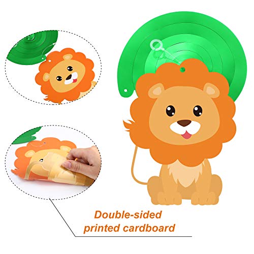 Blulu 30 Count Jungle Safari Animals Decorations Jungle Animals Hanging Swirl, Forest Theme Foil Swirls Ceiling for Safari Birthday Decorations Forest Party Baby Shower Supplies