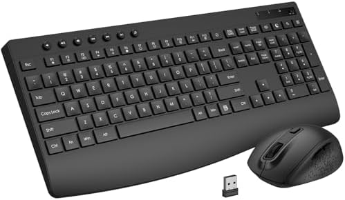 Full-Size Silent Wireless Keyboard and Mouse Combo with Palm Rest...