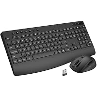 EDJO Full-Size Silent Wireless Keyboard and Mouse Combo with Palm Rest