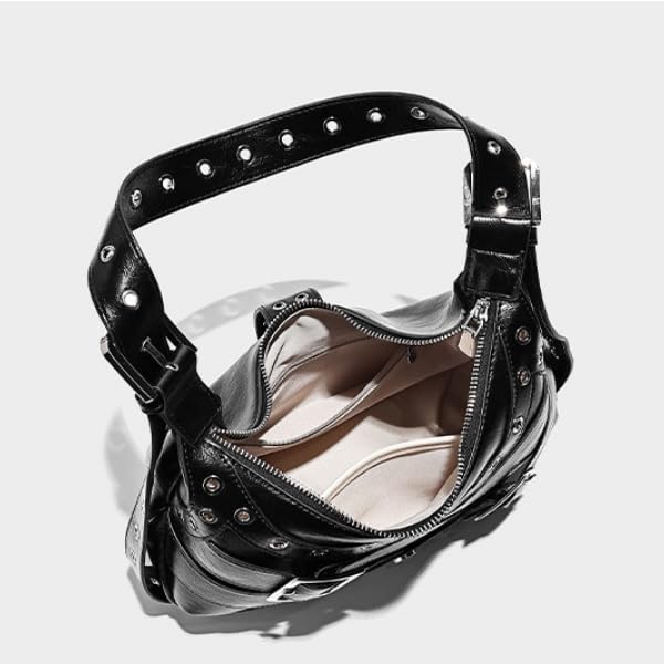 Image of Shoulder Purse for Women, Leather Women's Handbag Y2k Aesthetic Coquette Shoulder Bag Hobo Punk Trendy Ladies Purse