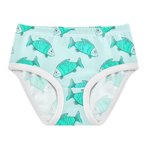 Joisal Cute Cartoon Turquoise Fish Panties Little Girl Toddler Underwear Floral Cotton Flower Kids Briefs Undies 2t