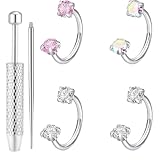 Anillos para la nariz: piercing de acero inoxidable, arete de aro resistente al deslustre, acabado pulido suave hipoalergénico, cierre con bisagras a presión | Perfecto para uso diario en viaje