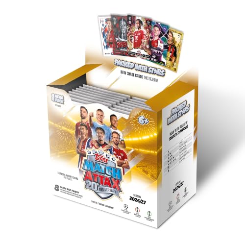 Llévate la caja Topps Match Attax UCC 2026/27 con cartas ultrarraras, All-Time 100 Club y edición limitada.
