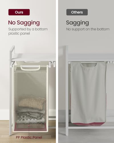 Image of VASAGLE Laundry Hamper with Shelf, 3 Pull-Out Bags, 3 x 10.6 Gallons (40 L)