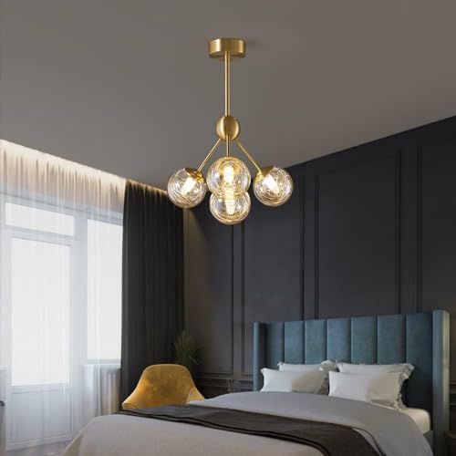 Lustre en cuivre de salon avec plafonnier LED E27 à intensité variable - 2