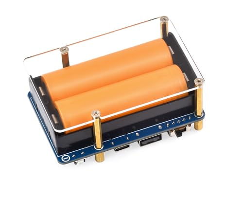 UPS HAT (D) for Raspberry Pi 5V Uninterruptible Power Supply Supports 21700 Li ba-tte-ry (NOT Included) Pogo Pins Connector Design Compatible with Raspberry Pi 4B/3B+/3B etc.