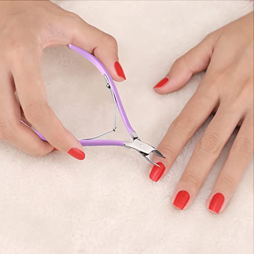 Cuticle Trimmer With Cuticle Pusher And Cutter-Yinyin Cuticle Nipper Professional Stainless Steel Cuticle Clippers Durable Pedicure Manicure Tools For Fingernails And Toenails(Purple) #TOP5