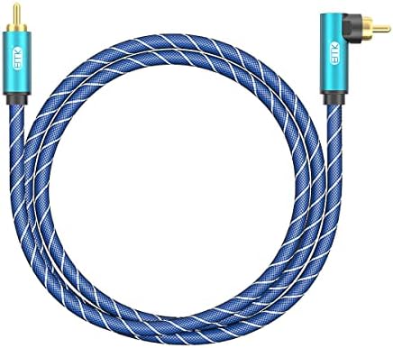Coaxial Audio Cable Subwoofer Cable Right Angle Digital Audio RCA Cables RCA to RCA 90 Degree Coaxial Cable for Smart HDTV DVD Speaker Hi-fi Receiver Cable (2M)